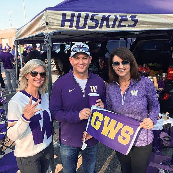 Kerry, Ryan and Lisa tailgating at Husky Football game.