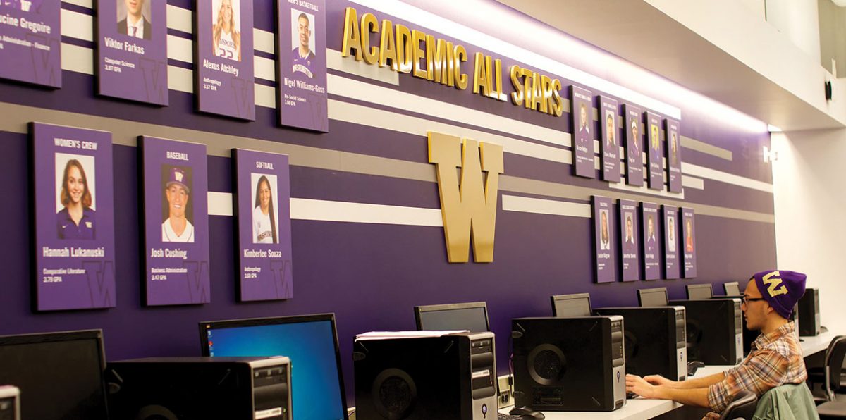 Row of computers in the Ackerley Academic Center.