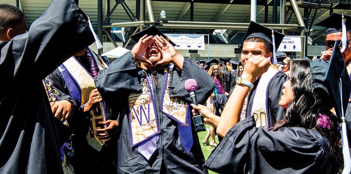 UW graduates cheer and celebrate
