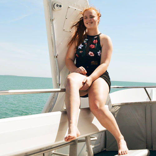 Gabbie Plain on boat