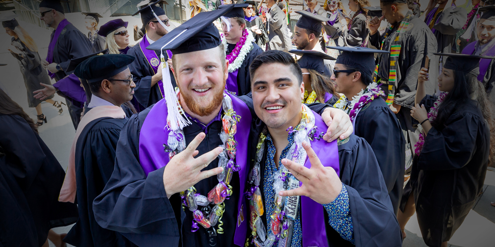 Football student-athletes at graduation