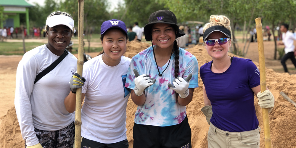 Husky student-athletes in Cambodia