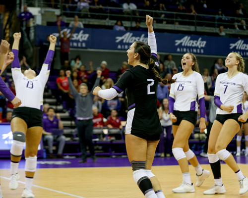 Volleyball team celebrates