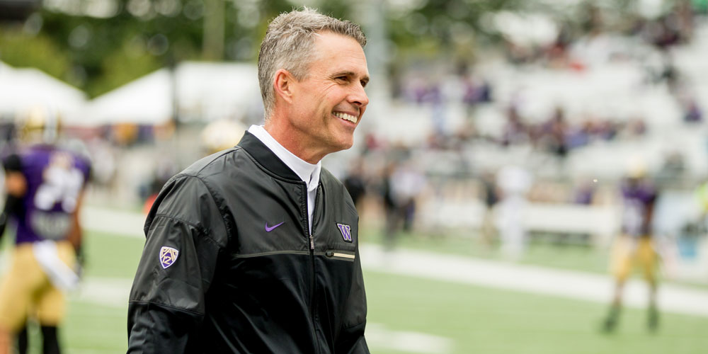 Chris Petersen before a game
