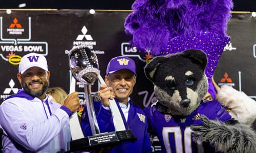 Jimmy Lake and Chris Petersen at the Las Vegas Bowl