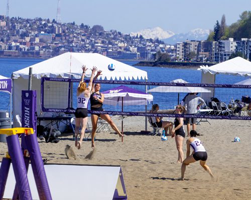 Beach Volleyball team plays at Alki Beach