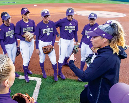 Heather Tarr talks to Softball team