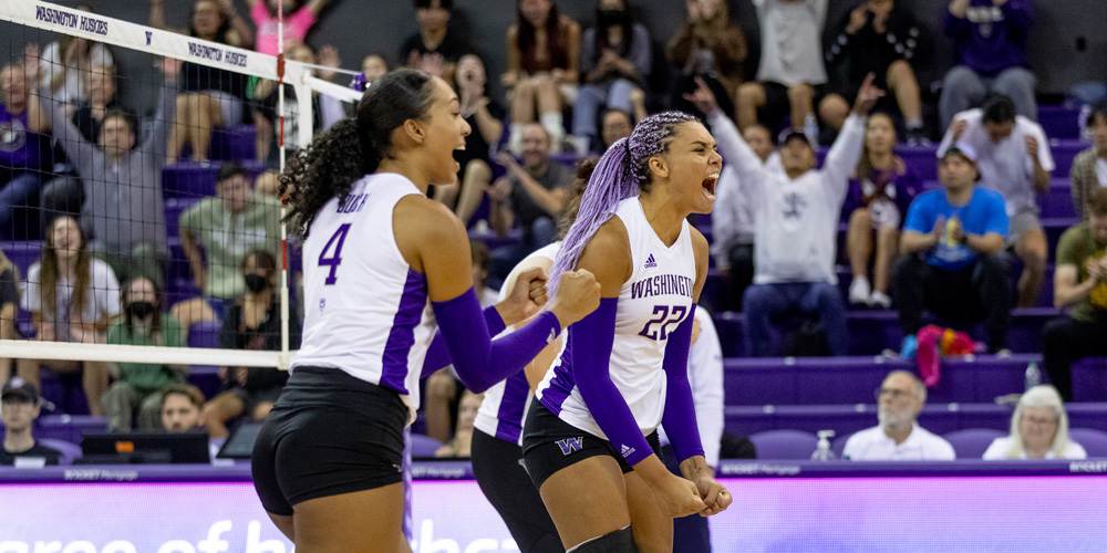 Sophie Summers celebrating big Volleyball play