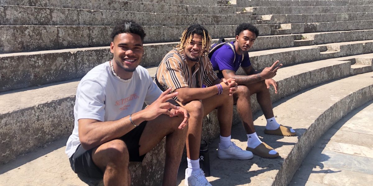 Rome Odunze with Ja'Lynn Polk and Julius Irvin in Rome