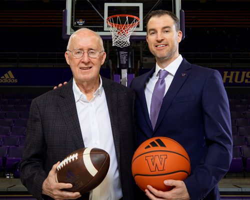 Coach Sprinkle with his father Bill, who played Football for the Huskies