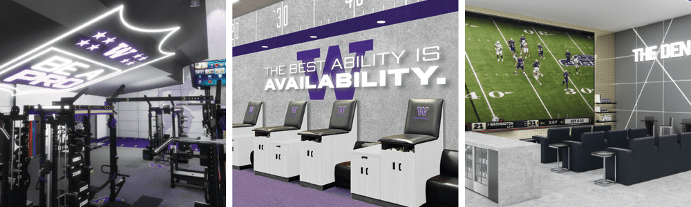 Renderings of updated weight room, training room, and players' lounge