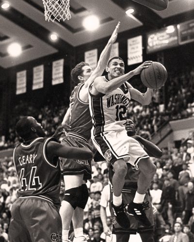 Jason Hamilton goes up for a contested shot