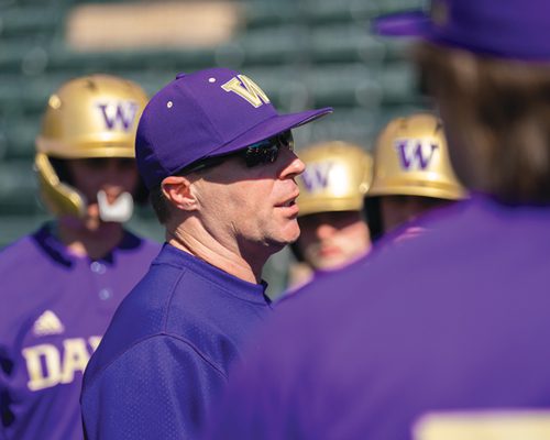 Head Baseball Coach Eddie Smith addresses team