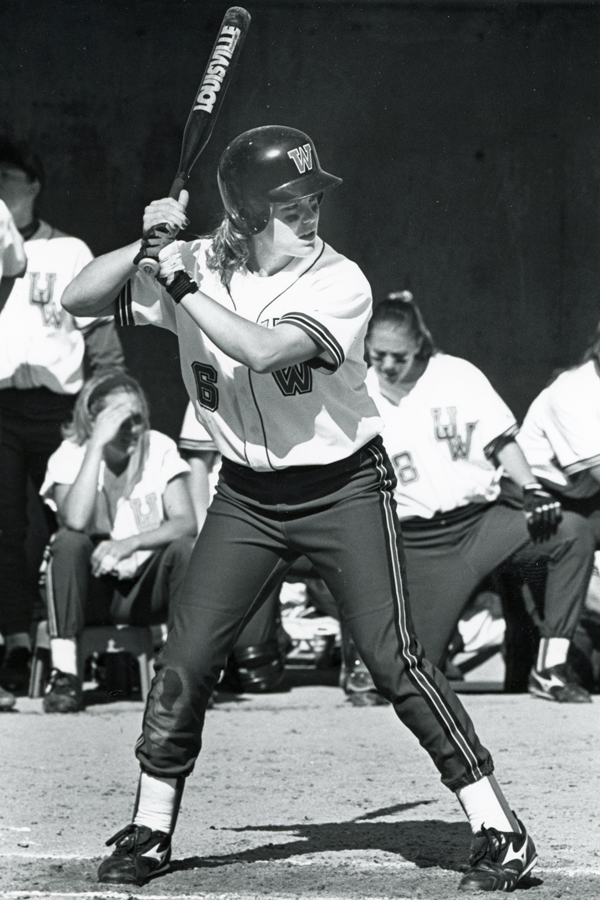 Becky Newbry in a batting stance