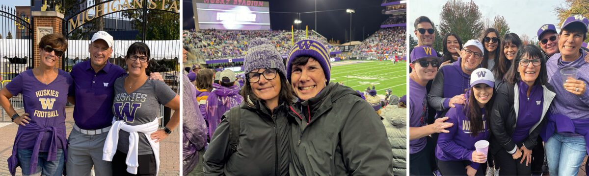 Names Family tailgating and watching games at Husky Stadium and Michigan Stadium