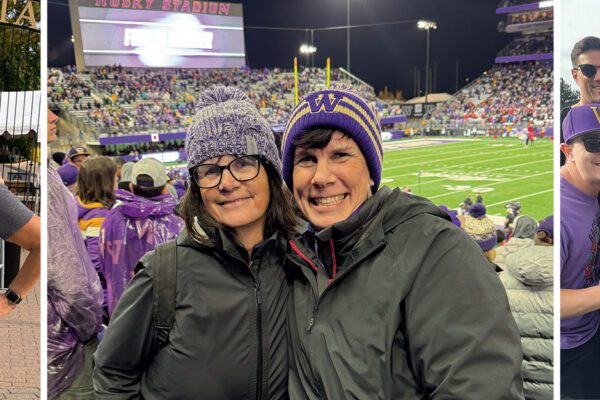 Names Family tailgating and watching games at Husky Stadium and Michigan Stadium